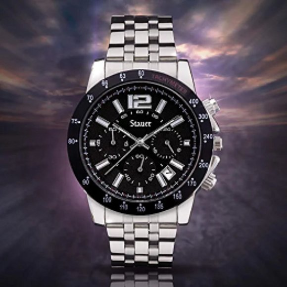 STAUER Jet Setter Stainless Steel Chronograph Watch for Men - New!!! - Picture 1 of 8